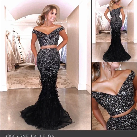 Two piece black sequin Dress. Two piece black sequin Dress.